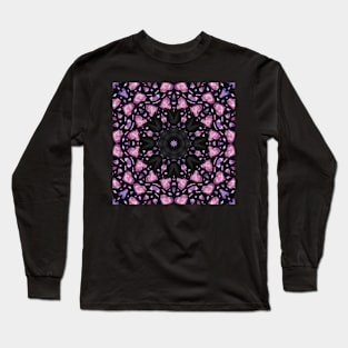 Crystal Hearts and Flowers Valentines Kaleidoscope pattern (Seamless) 18 Long Sleeve T-Shirt